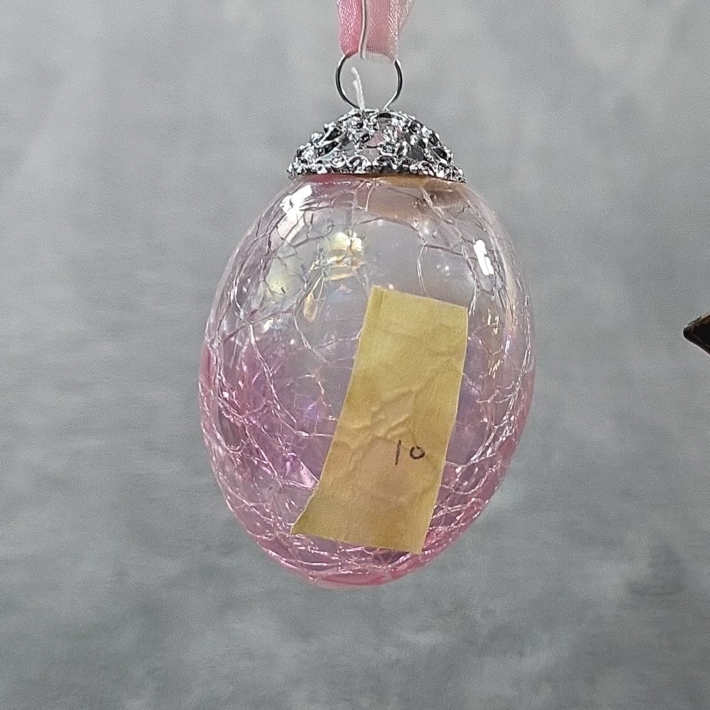 Vintage Easter Egg Crackle Iridescent‎ Glass Kugel Style - 10 - Picture 5 of 5